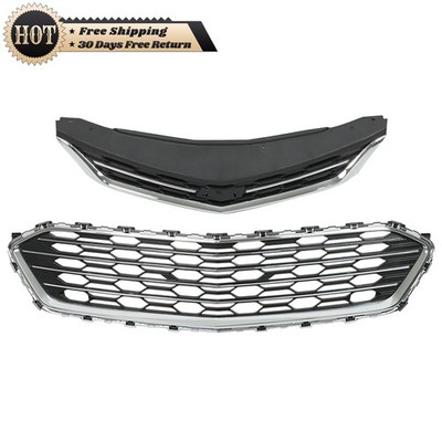 Silscvtt Upper Front Grill Chrome Plastic Pair For Chevrolet Cruze Sedan 2016-18