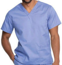 Dickies Industrial Strength V-Neck Scrub Top Unisex XL Blue Short Sleeve NEW