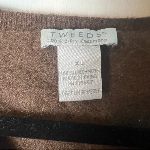 Tweed Juniors Vintage 100% Kaszmir Argyle Sweter Dekolt w serek lata 90. brązowy różowy rozmiar XL - Zdjęcie 3 z 5