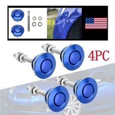 Blue Push Button Quick Release Hood Bonnet Lock Pins Clip Car Bumper Latch US