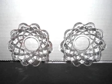Pair of vintage crystal glass no holes, chandelier/wall sconce Bobeches. 3-1/4"