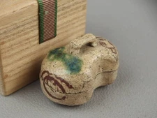 Japanese Mino Oribe Kiseito Kogo Treasure Motif Antique Tea Ceremony