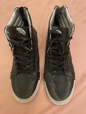 VANS Black Leather Old School High Top Sneaker Lace & Zipper Mens 7.5 / Womens 9
