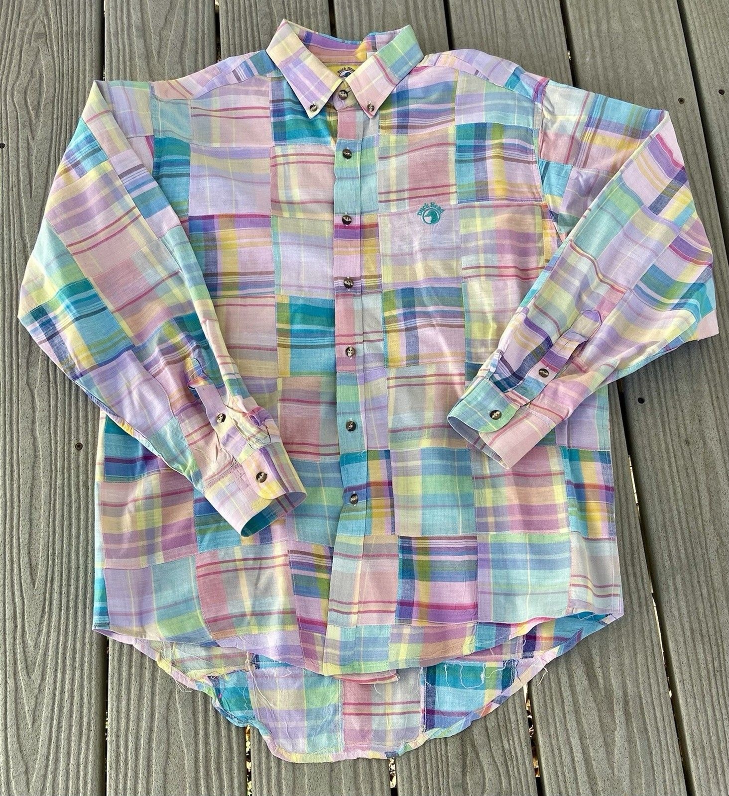 Duck Head Madras Patchwork Button Down Shirt Mens… - image 2