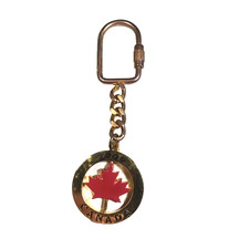 Canada 2000 Metal Spinner Keychain Red Gold Tone