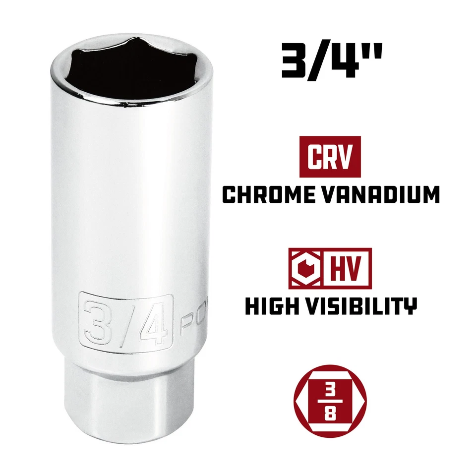 Powerbuilt 3/8 Inch Drive 3/4 Inch Spark Plug Socket - 643006 - Image 3 of 4