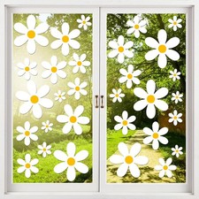 AOWDIAO 108 Pcs White Daisy Window Clings - 9 Sheets, Double-Sided