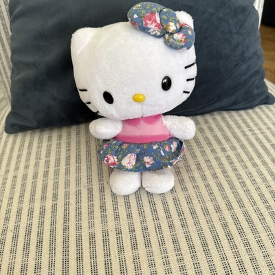 Hello Kitty Just Play 2015 Plush   Small White Calico Floral Dress with Bow
