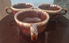 3 Vintage Hull Pottery Brown Drip Ring Handled  Soup Mug Bowls Oven Proof 12 Oz