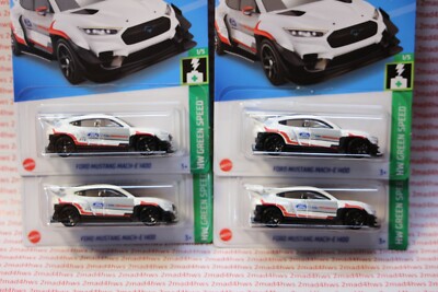 2022 Hot Wheels LOT OF 4 white FORD MUSTANG MACH-E 1400 green speed FREE SHIP
