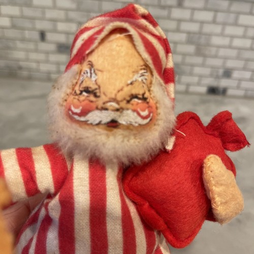 Vintage 9 Zoll 1967 Annalee Mobilitätspuppe Weihnachtsmann im gestreiften Pyjama - Bild 3 von 3