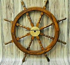 36 inch large Wooden Ship Steering Wheel Pirate brass finish  Décor gift item