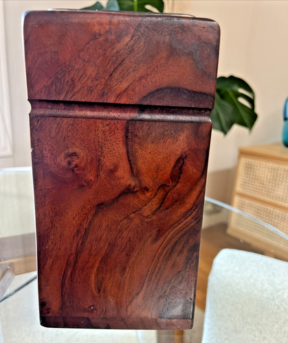 1960er Studio Modernist Vase Übertopf Holz & Glas MCM schwer Palisander Danish 9" - Bild 5 von 8