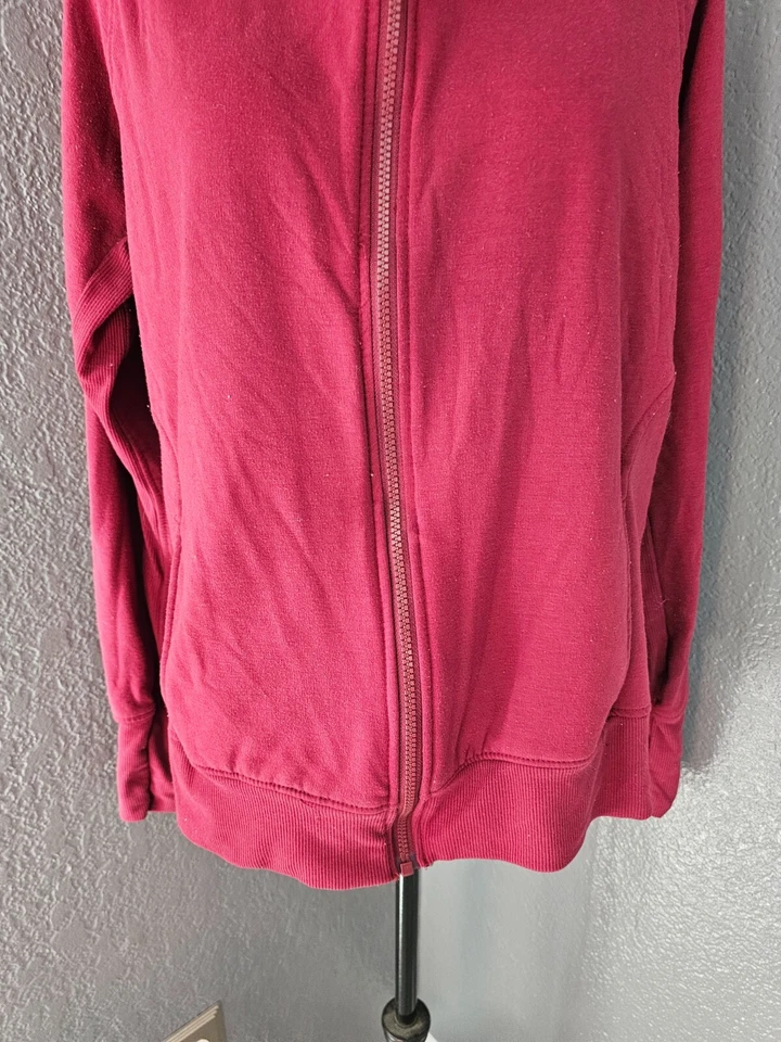 Suéter para mujer Danskin cremallera completa mangas largas talla grande bolsillos borgoña Foto 4 de 4