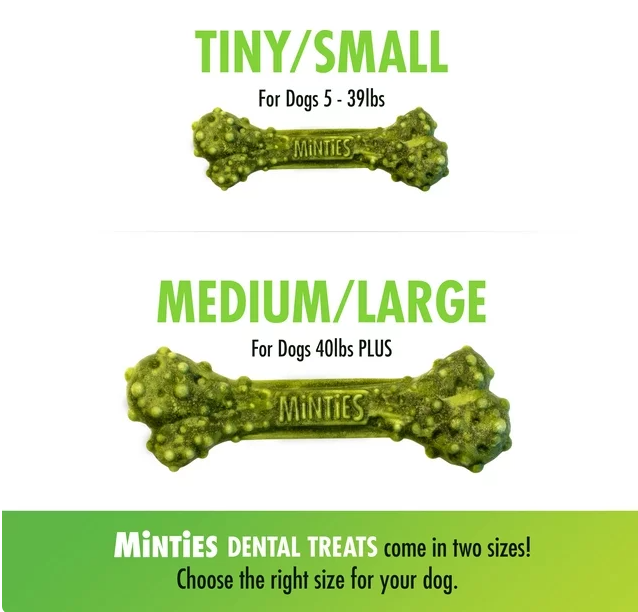 MINTIES Dog Dental Treats, Dental Chews for Tiny/Small Dogs 539 lbs