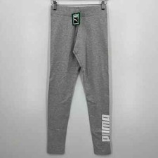 Puma Leggings Women's Size S Light Gray Heather Archive Logo T7 Striped Logo NWT