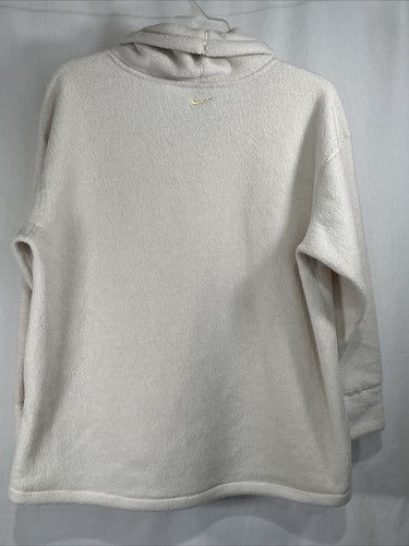 Nike Women’s Pullover Fleece Funnel High Collar Top Long Sleeves Ivory Medium - Picture 7 of 7