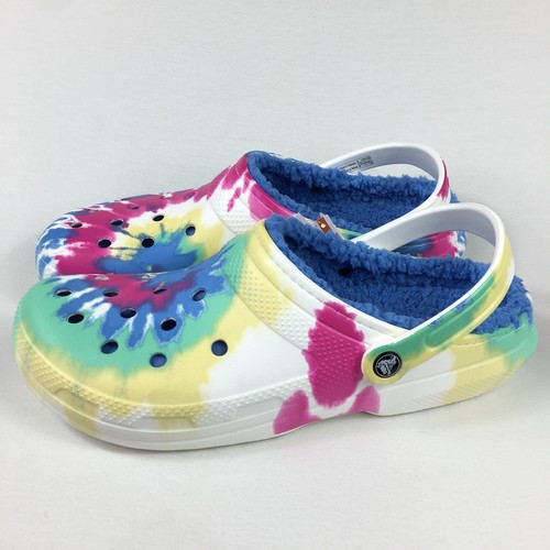 Crocs Classic Tie-Dye Lined Clog Slides 