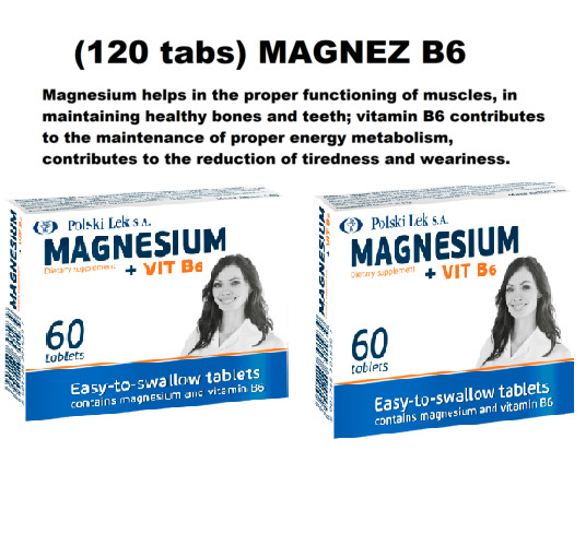 120 tab. Magnesium + Vitamin B6, Stress Fatigue healthy bones and teeth magne b6