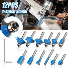 12 Piece Tungsten Carbide Router Bits Router Bit Set 1/4” Shank for Woodworking