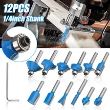 12 Piece Tungsten Carbide Router Bits Router Bit Set 1/4” Shank for Woodworking