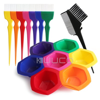 Professional Hair Color Dye Mixing Bowls With Brushes Rainbow Hair