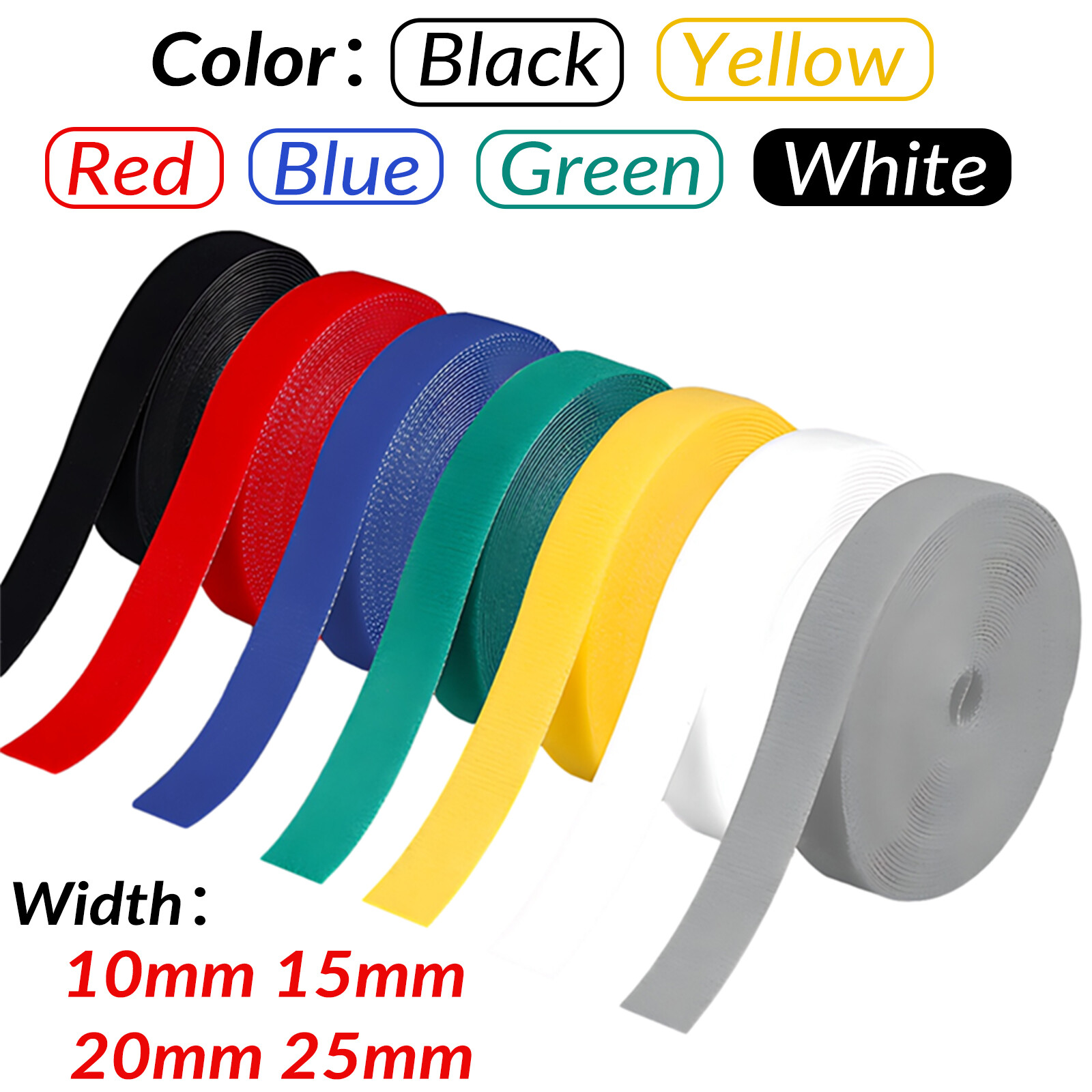 Sew On Hook & Loop Sewing/Stitch-On Fabric Tape Fastening Self Adhesive 10-25mm