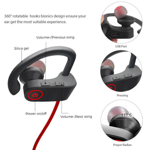 Waterproof Bluetooth 5.0 Earbuds Stereo Sport Wireless Headphones in Ear Headset - Picture 10 of 17