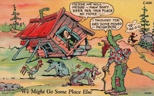 Old Man And The Neighbor We Might Go Some Place Else Comic Vintage Postcard