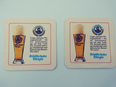 Lot of 2 vintage Schofferhofer beer coasters bar weizen German *D1 