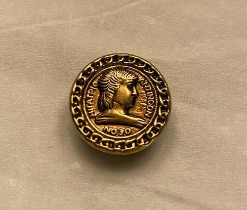 Brass Button With Head Relief Antinoon Oeon Hiattpic - Picture 3 of 4