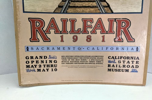 Vintage Railfair Sacramento CA Grand Opening Poster 1981 Trains Railroad Museum - Bild 7 von 9