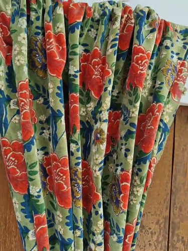 INDISCHER VINTAGE BAUMWOLLSAMT VORHANG FENSTERDEKOR FLORAL BEDRUCKT TÜRVORHANG - Video 1 von 1