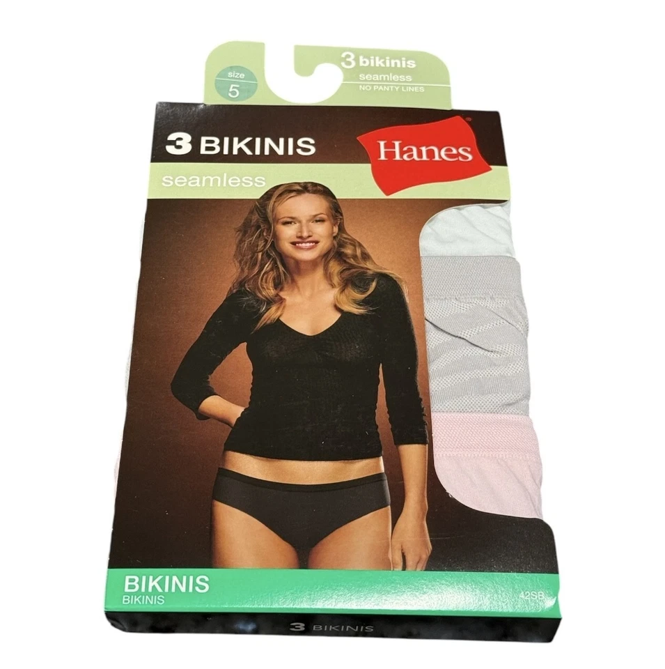 4 paquetes de bikinis Hanes sin costuras sin líneas de panty ropa interior talla 5/S (12 bragas) Foto 2 de 3