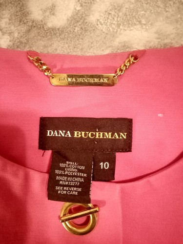 Vintage Dana Buchman Pink Cotton Blazer Coat Zebra Interior SZ 10 - Picture 6 of 9