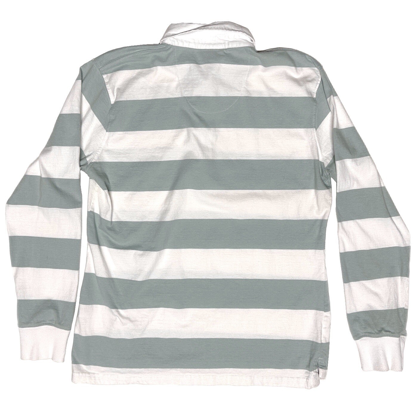 Front Row Polo Shirt Men XXL Green Ivory Rugby Cotton Long Sleeve Preppy Sailor image 2