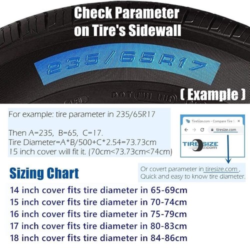 American Flag 14" Spare Tire Cover, 235/60R14 Heavy Duty Rear Wheel Protector - Picture 8 of 13