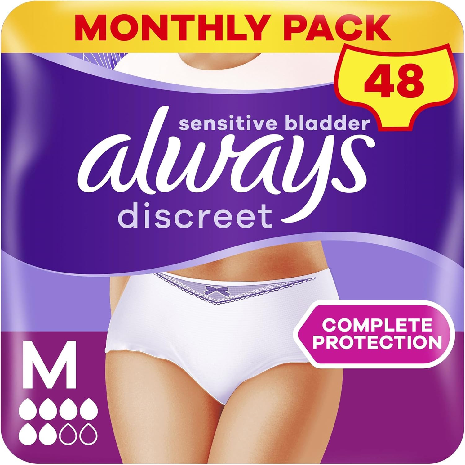 Always Discreet Incontinence Pants Women, Medium, Disposable Underwear Women