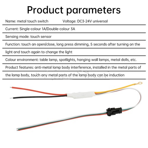 Table Lamp Touch Sensor Switch 3.7V5V12V24V Dimmer DC 3-24V 1A LED Light Driver - Bild 9 von 26