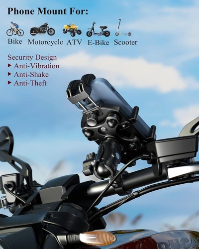 360° Handyhalterung Handy Halter Smartphone Bike Motorrad mit Vibrationsdämpfer - Bild 12 von 13