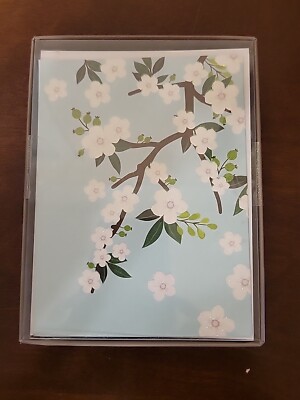 10 American Greetings Teal Floral Branch Note Cards With Envelopes Blank Inside 