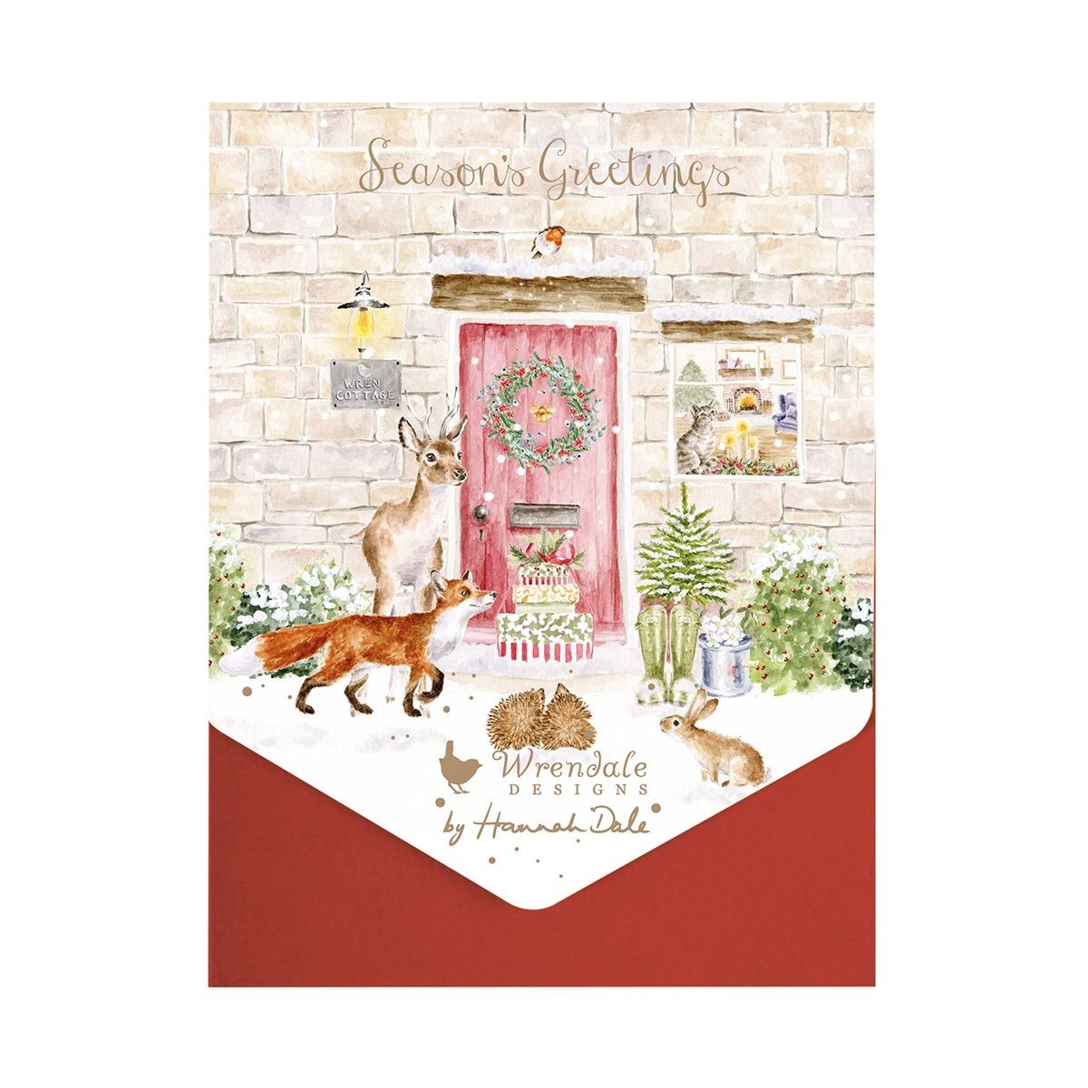 Wrendale Christmas Cards Wren Cottage Wildlife - Pack of 8 Festive Animal Cards