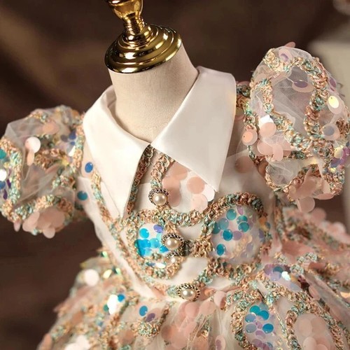 Girls Dresses Sequined Princess Birthday Dress Ball Gowns Vintage Party Dress - Picture 12 of 14