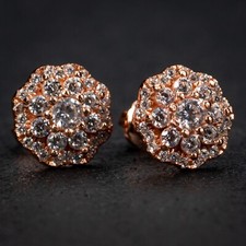 Rose Gold Sterling Silver Screw Back Post Flo...