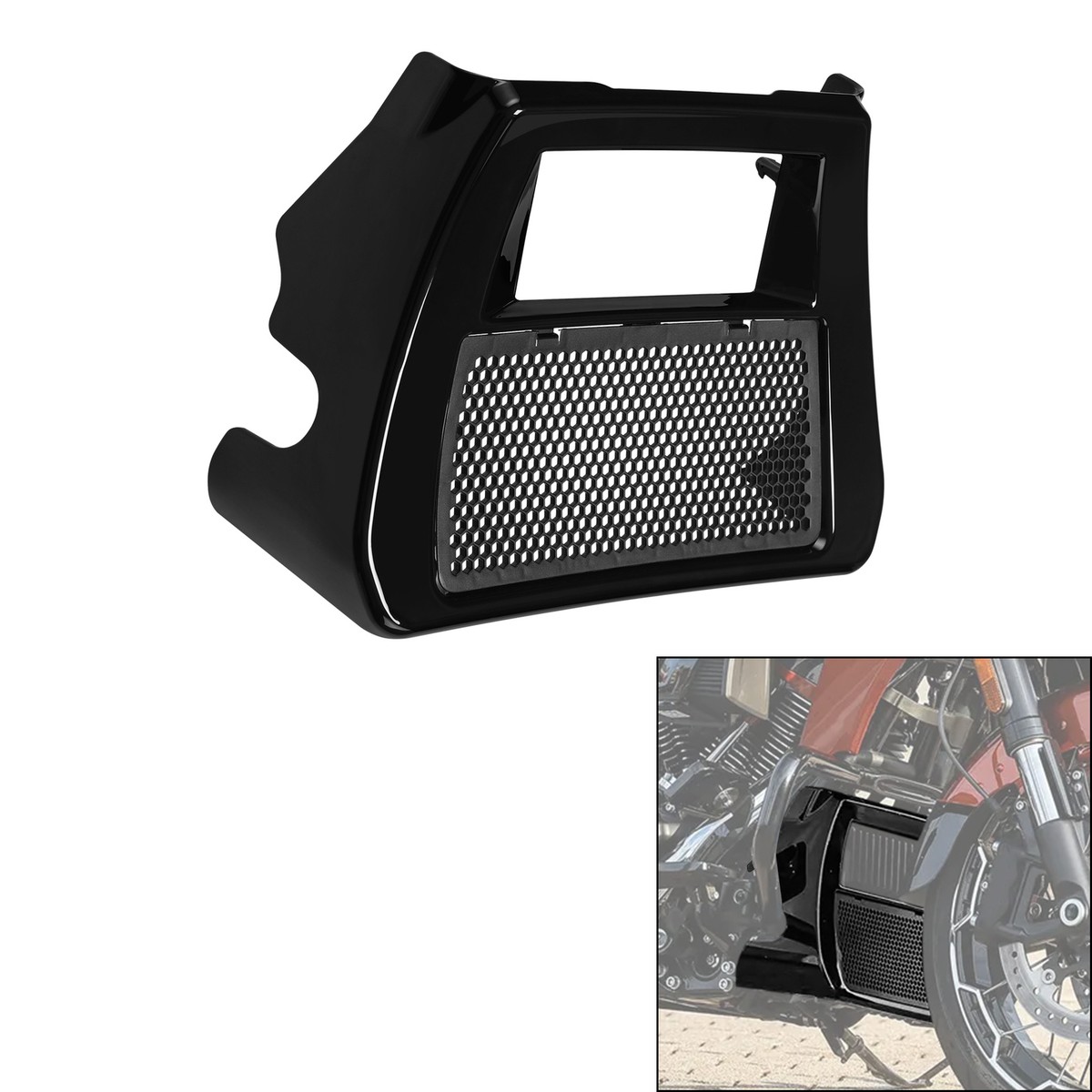 レオナルド Black Front Spoilers Radiator Chin Cover Fit For Harley CVO