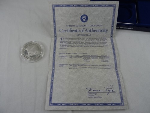 1987-S Constitution Proof Silver Dollar US Mint Commemorative $1 OGP COA - Picture 6 of 7
