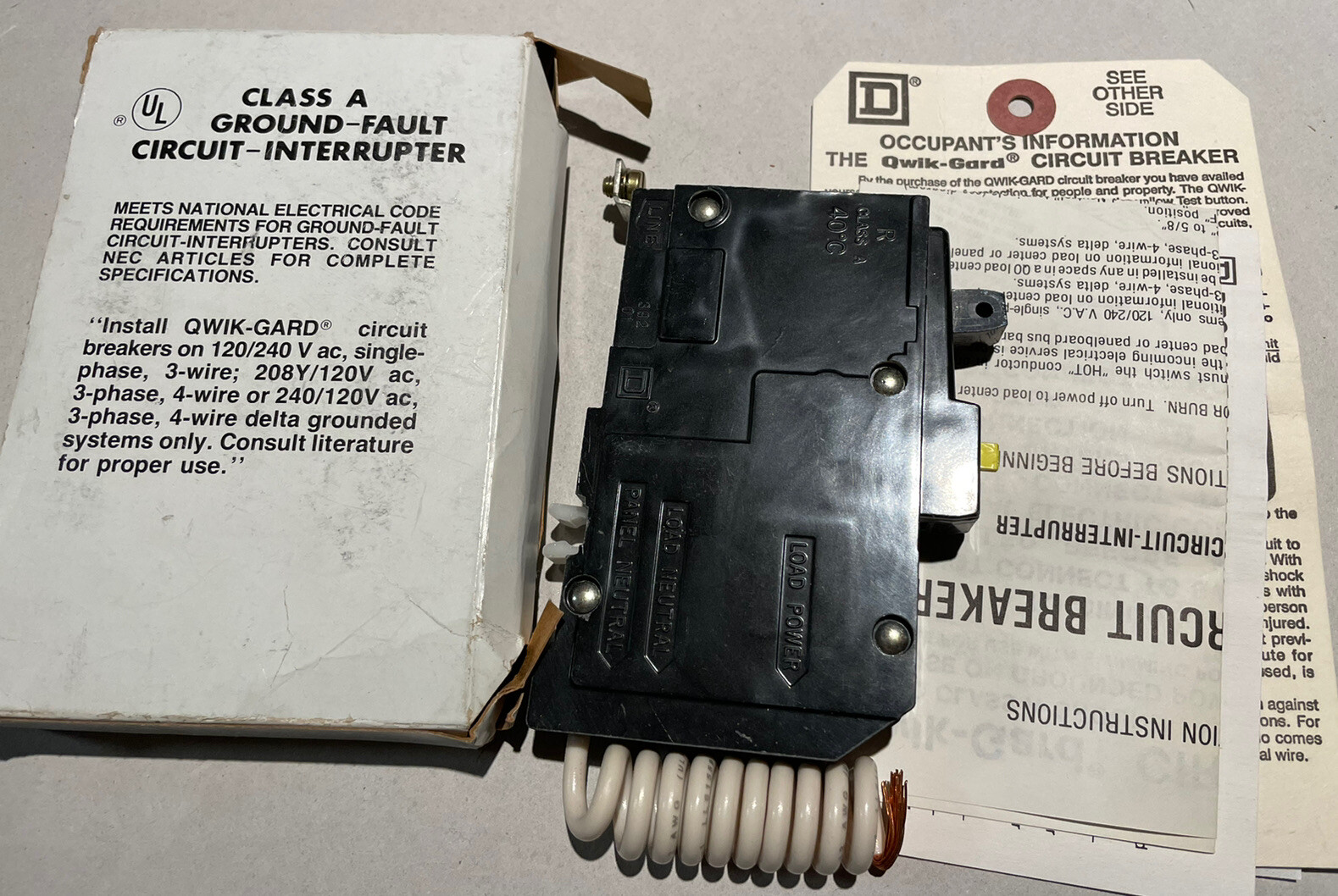 QOB120GFI Square D 20 Amp Single Pole GFCI BoltOn Circuit Breaker 785901368717 eBay