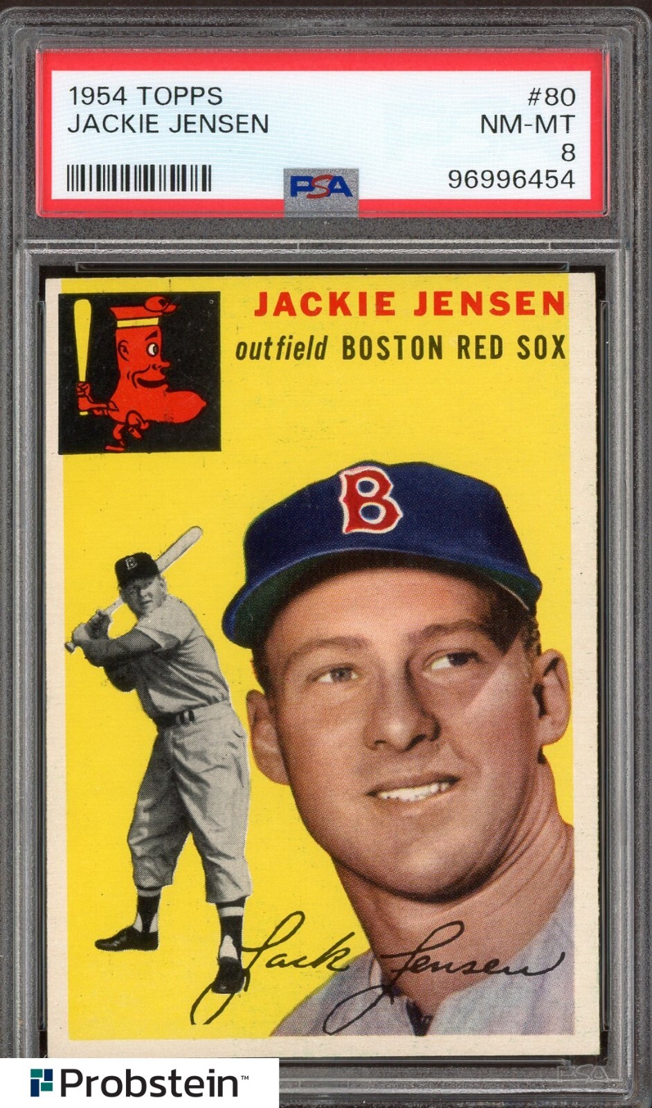 1954 Topps #80 Jackie Jensen Boston Red Sox PSA 8 NM-MT