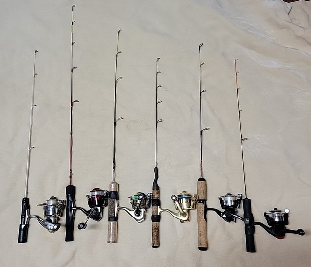 Lot of 6 Ice Fishing Rod Reel Combo Used Shimano Ugly Stik Walleye Crappie LQQK Lot of 6 Ice Fishing Rod Reel Combo Used Shimano Ugly Stik Walleye Crappie LQQK
