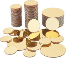PH Pandhall 120Pcs Golden round Mirrors for Crafts, 3 Sizes Self Adhesive Acryli